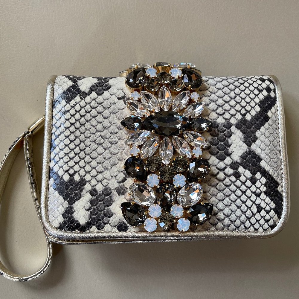 Jeweled snake clutch/wrist/crossover